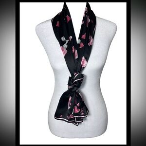 Black and pink silky scarf wrap valentine theme 11x60 romantic